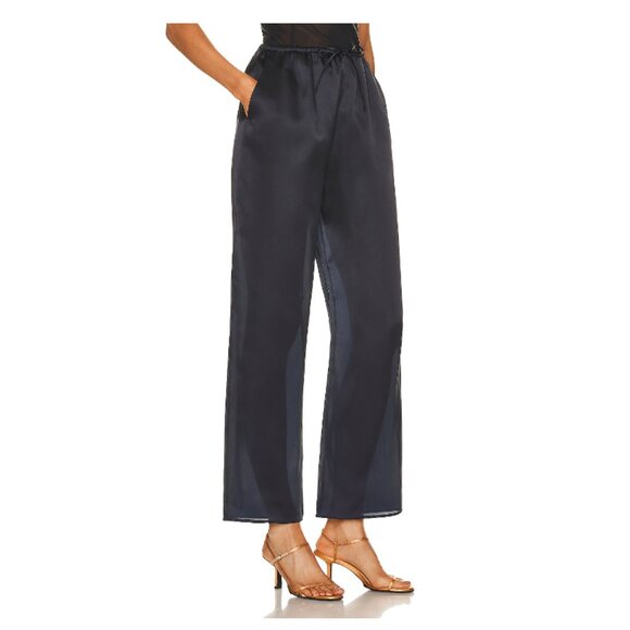 Toteme Pants - TOTEME Silk Organza Slacks, Navy, Size 36